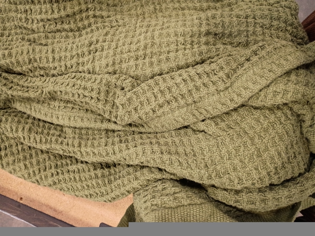 Large green waffle blanket