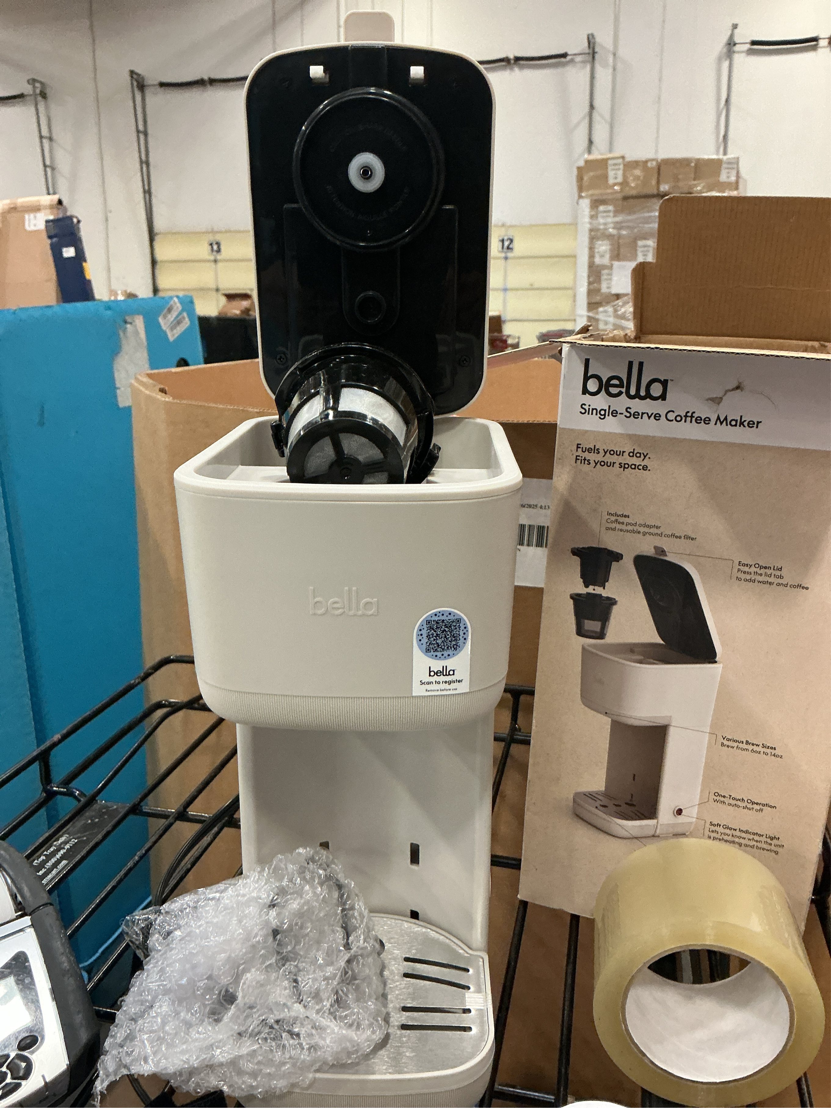 BELLA Single Serve Coffee Maker, K Cup & Coffee Ground Compatible with Removable, Adjustable Drip Tray, Auto Shutoff & Reusable Dishwasher Safe Accessories, Brews 6oz to 14oz, 1000 Watt, Oatmilk