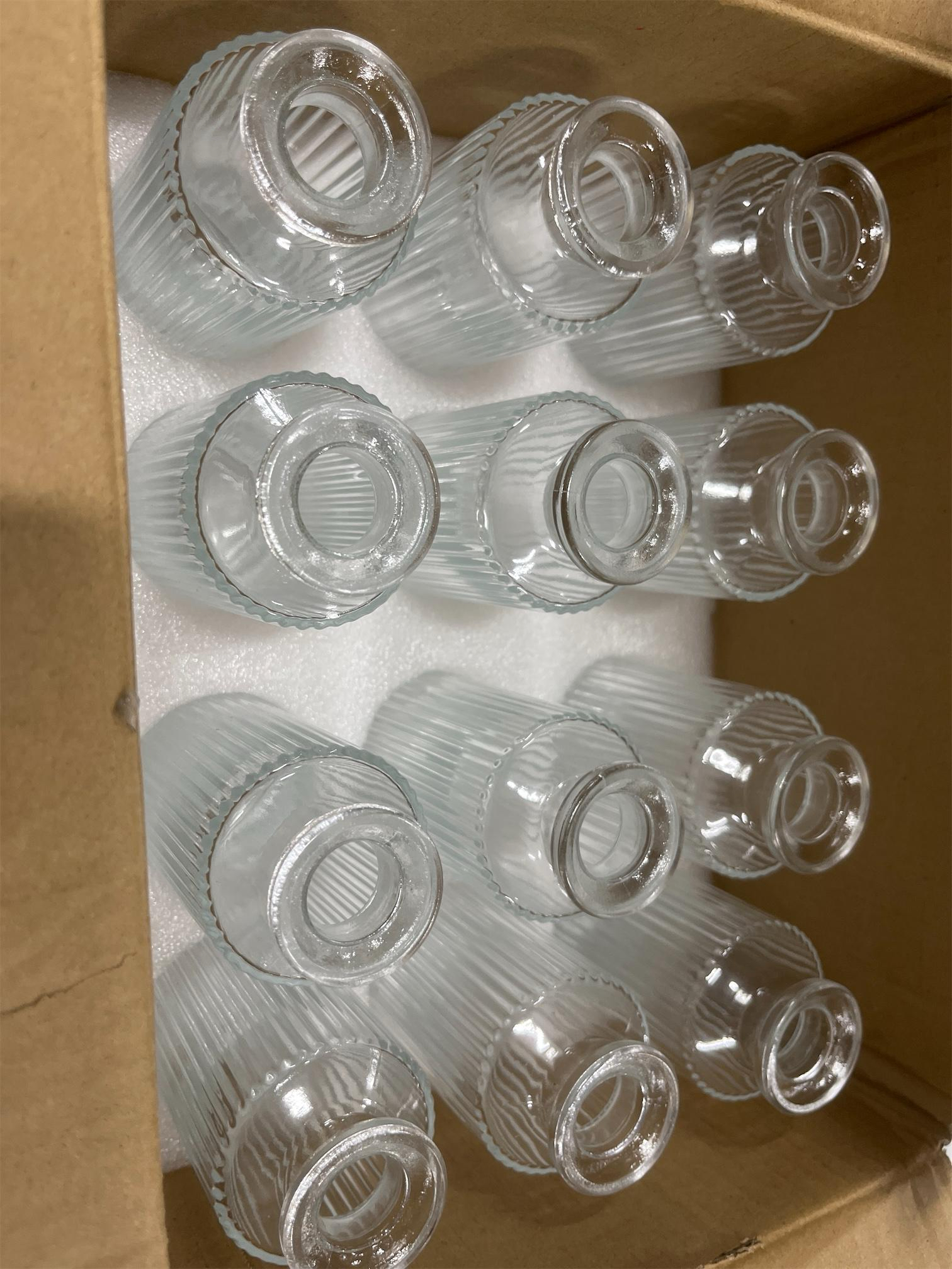 Glass Bud Vases Set of 12, Ribbed Bud Vases in Bulk, Mini Vases for Centerpieces, Small Clear Vintage Vase for Table Decorations, Wedding Decor, Home (Ribbed)