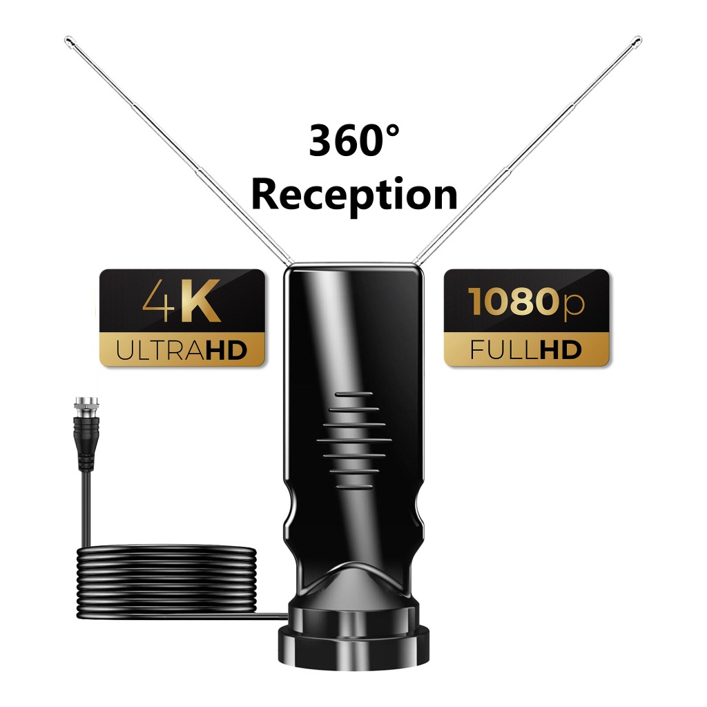 Rabbit Ears TV Antenna Indoor for Smart & Older TVs, HDTV Antenna for Local Channels, Digital Indoor TV Antenna with Adjustable VHF UHF Dipoles, 4K 1080P Ready, Easy Setup