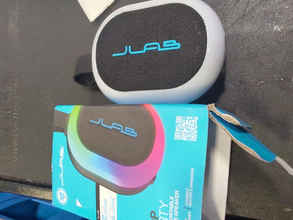 JLab Pop Party Portable Speaker - Black: Bluetooth, Dual Pairing, LED Light, Waterproof