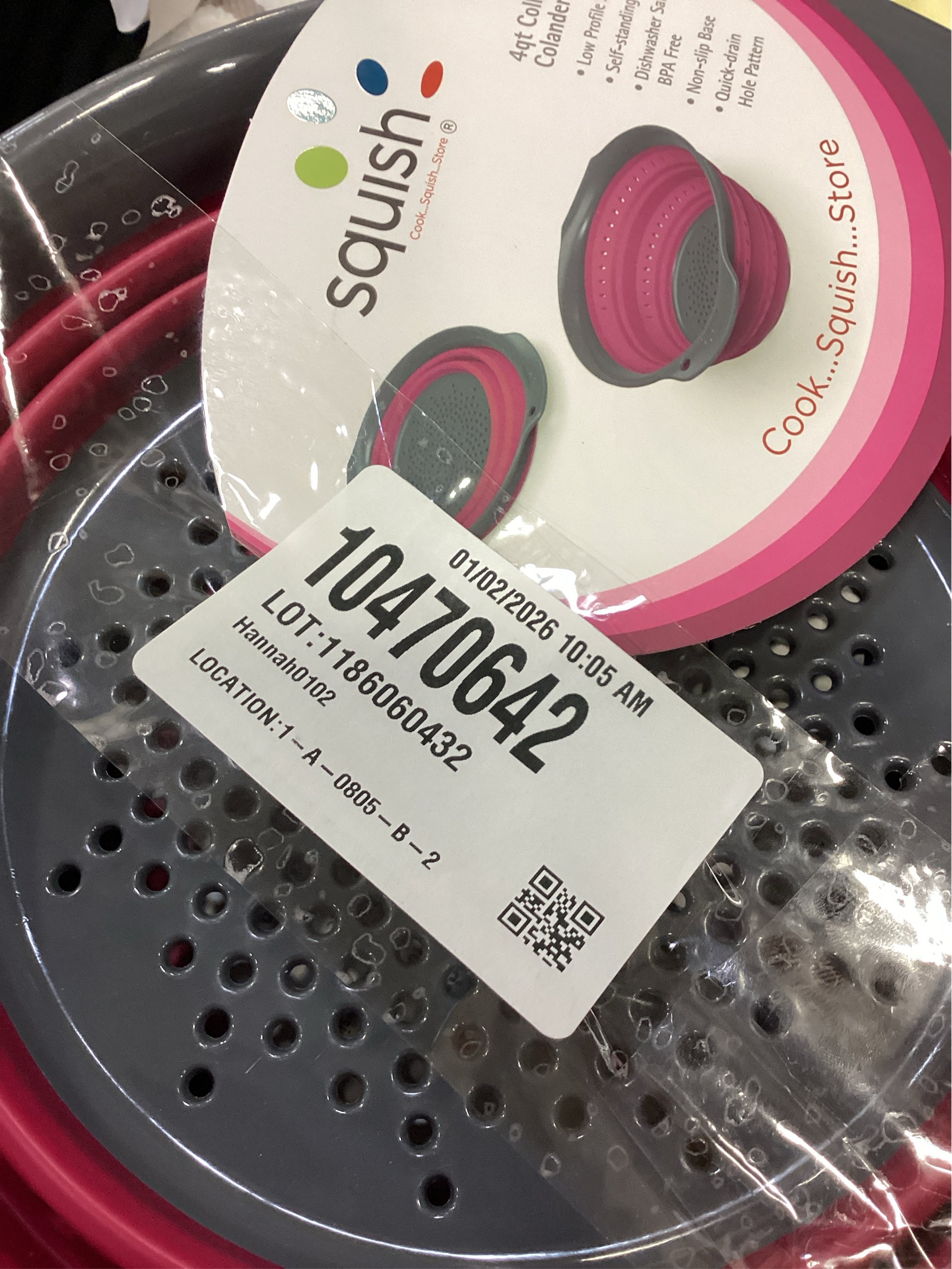 Squish 4 Qt. Collapsible Colander in Berry/Gray 2 pack