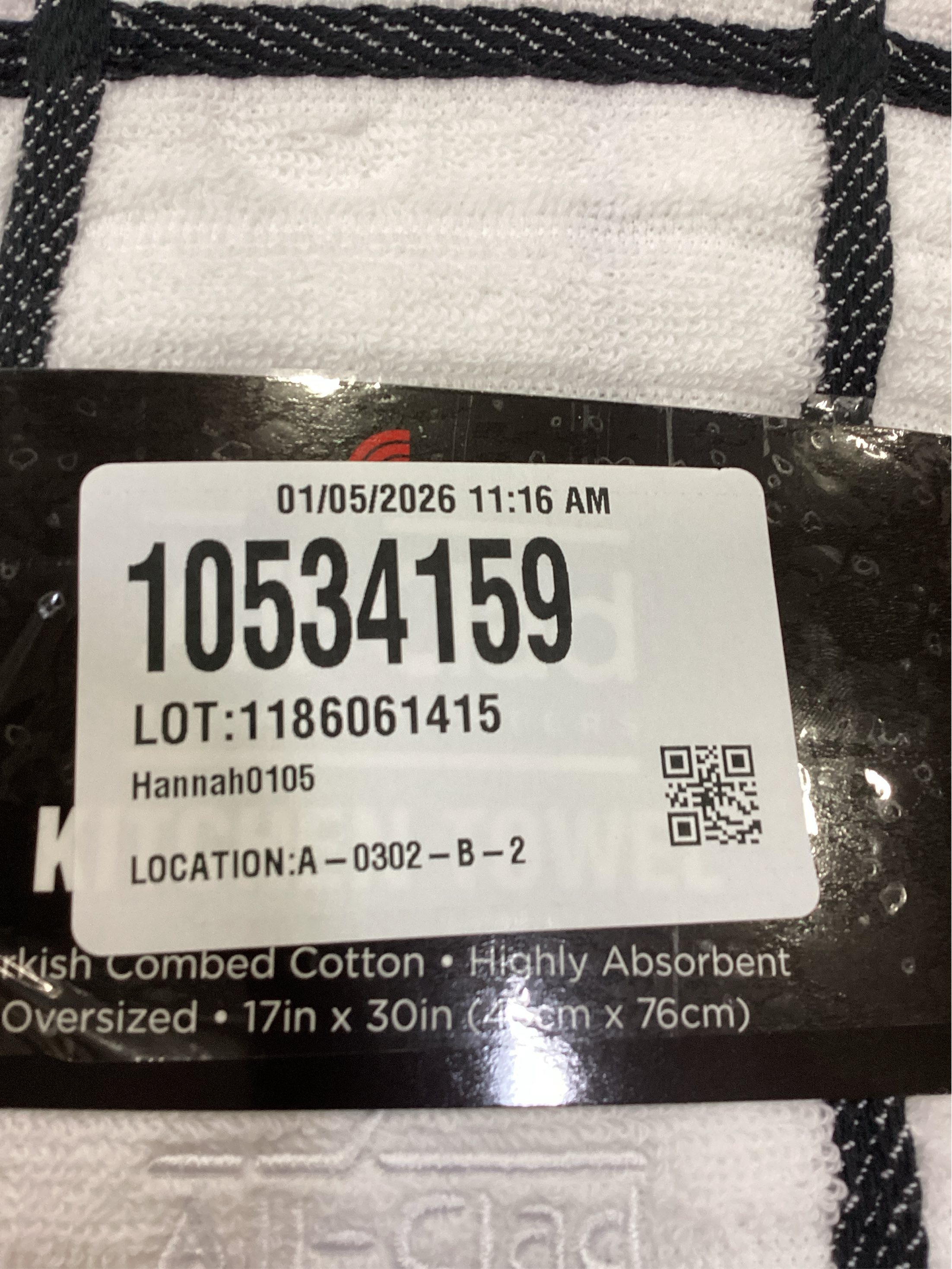 All-Clad Checked Cotton Kitchen Towel, 2 pack black