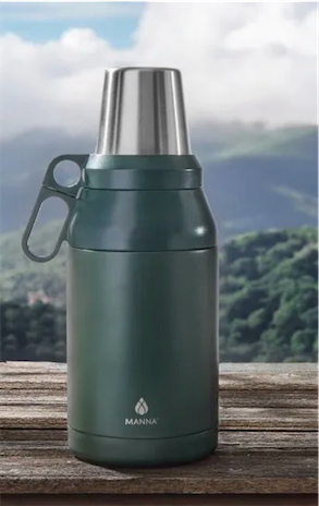 Manna 64oz Stack Jug with 4 Stainless Steel Cups – Insulated Tumbler Set (7 cups total) (color green)