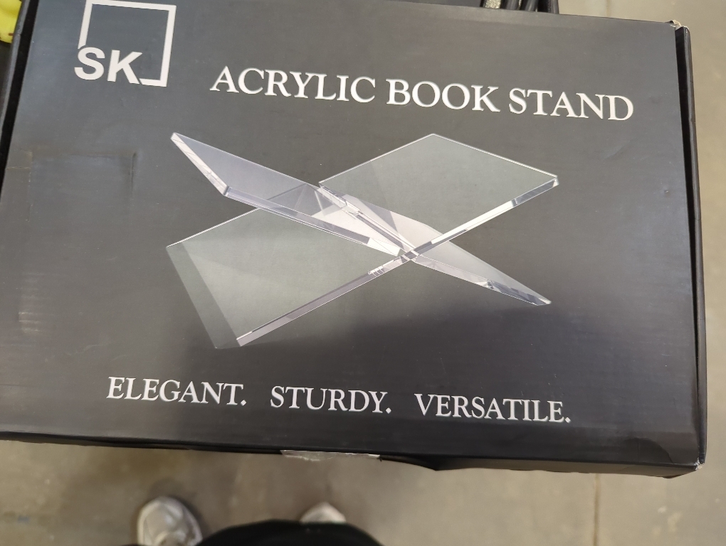 Acrylic Desktop Book Stand, Clear Angled Book Holder Display for Cookbooks, Magazines & Art Books, 12×7×5 in Slim Transparent Reading Stand for Desk & Coffee Table