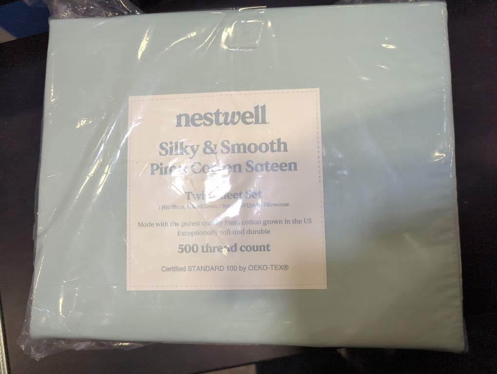 Nestwell Pima Cotton Sateen 500-Thread-Count Twin Sheet Set in Twilight Blue