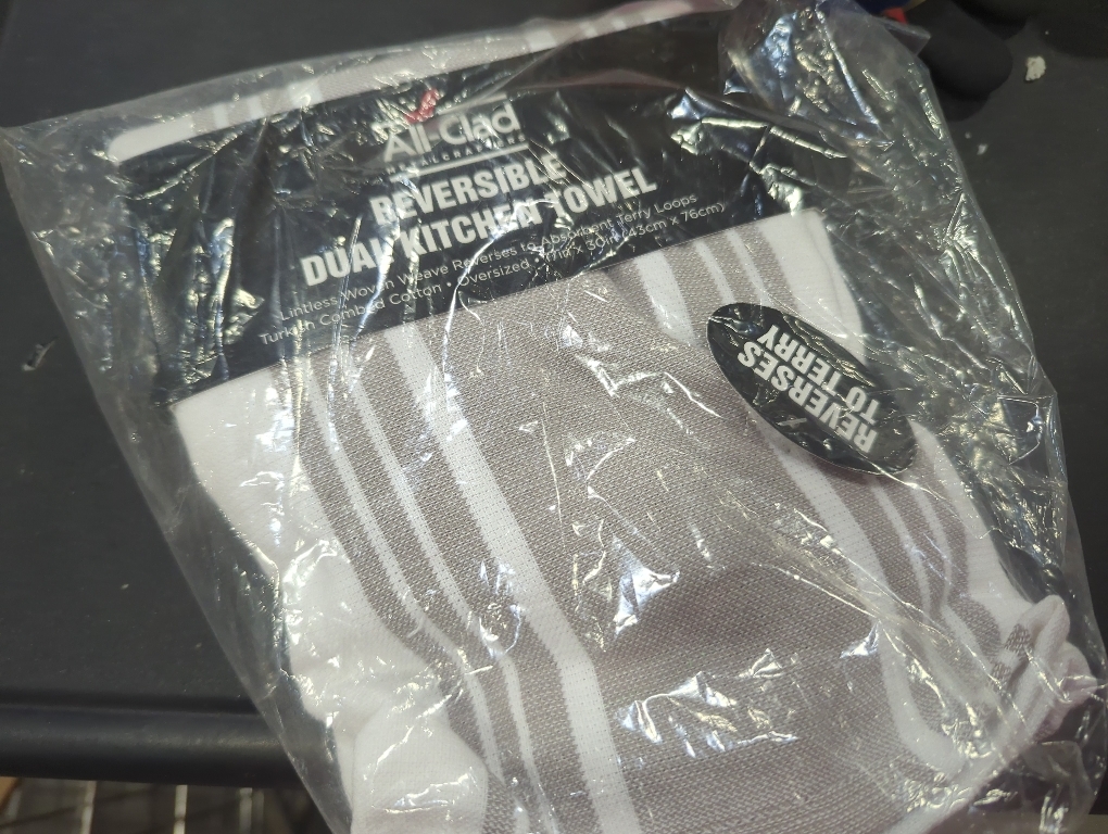 All-Clad Dual-Purpose Kitchen Towels: Highly Absorbent - 100% Cotton, 17x30 Dish Towels for Cleaning & Drying Dishes & Glassware, , Pewter