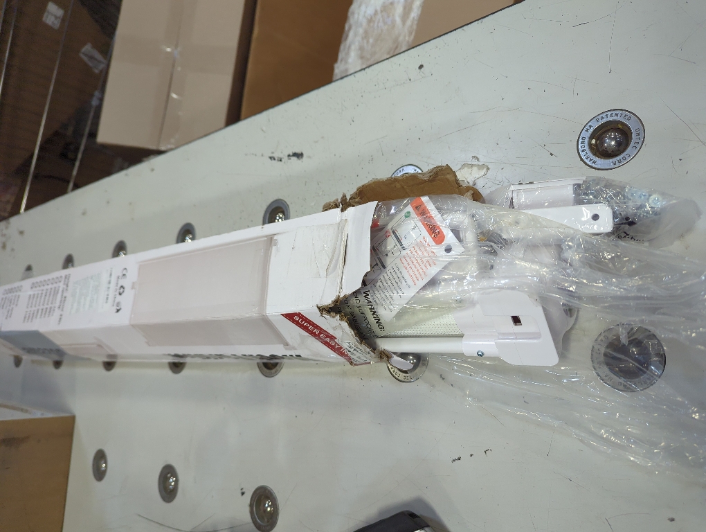 White Reinforced 120 Inch Extra Long Retractable Baby & Dog Gate with Support Rods Prevents Crawling Under, 10 Ft Wide for Large Openings, Indoor/Outdoor Gate, White