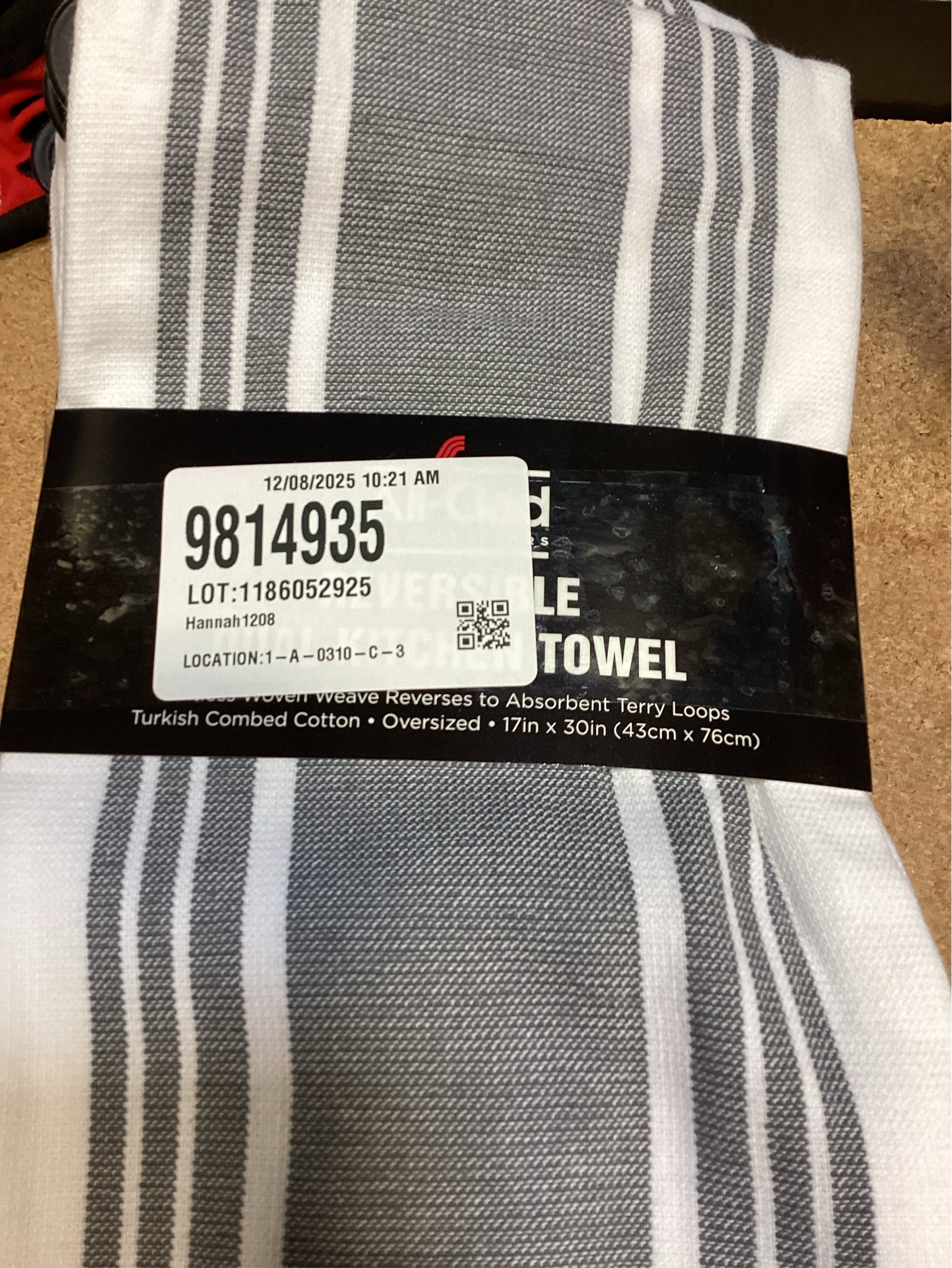All-Clad Striped Dual Kitchen Towel in Pewter 3 pack
