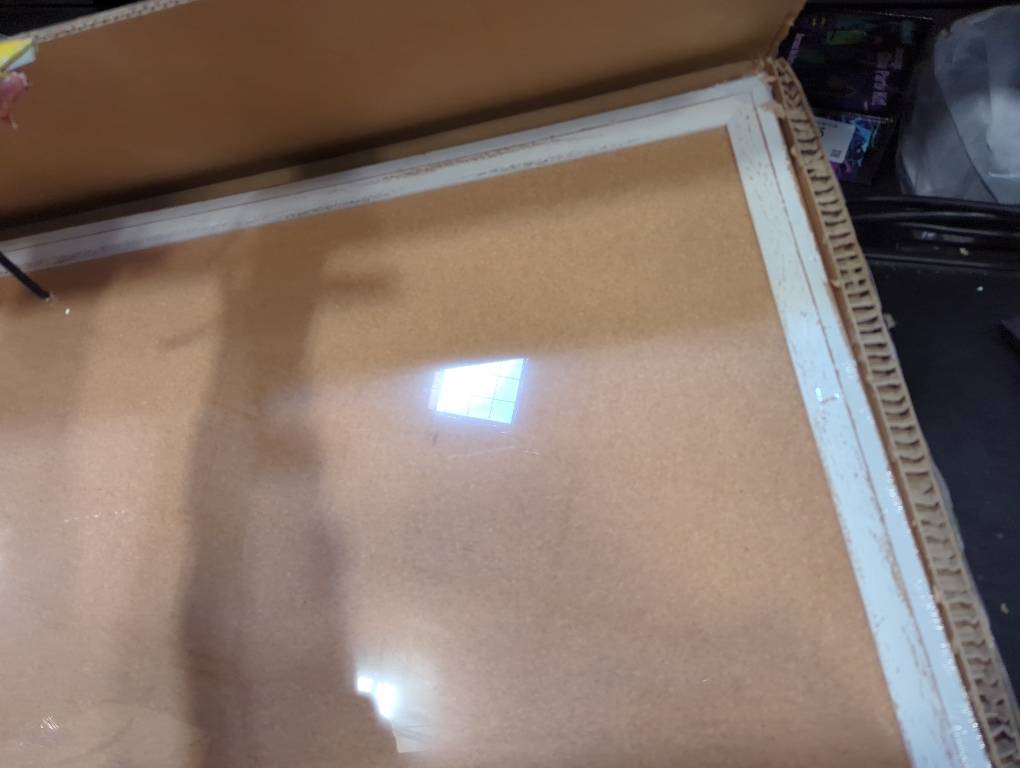 Cork Board Bulletin Board, 36 x 24 Corkboard for Wall, Rustic White Wooden Frame, Hanging Pin Board for Home & Office Decor, 10 Push Pins