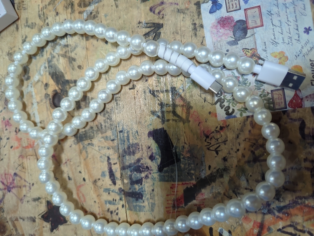 USB to USB C Cable for iPhone 17 Charging Cord 3.3FT Beaded Pearls iPhone Charger Cord for iPhone 17 16 15 Plus Pro Max Air 16E Type C Charger Fast Charging Cable for Samsung Galaxy S25 S24 iPad 10th