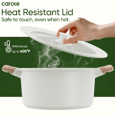 Carote Silicone Universal Lid, Pots and Pans Covers, Suitable for 9.5 10 11 Cookware, Silicone Cooking Utensils with Steam Ventilation, Silicone Knob, White