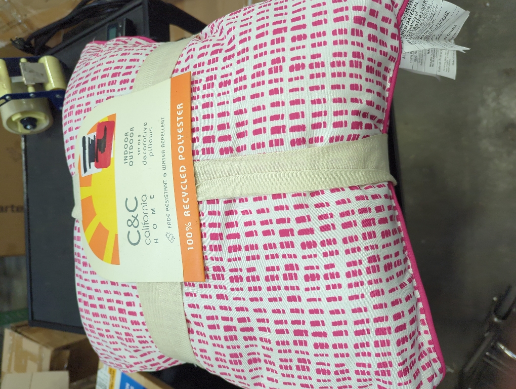 C & C California Home Decorative Pillows Set of 2 Pink And White