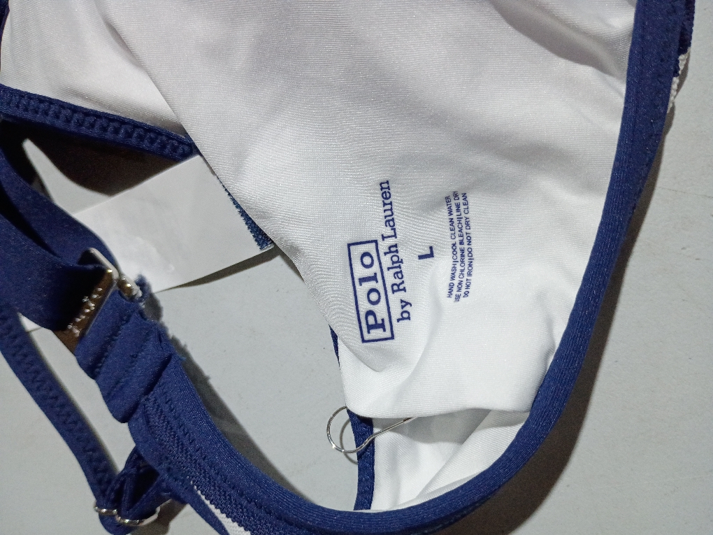Tipped stripe bikini top Polo Ralph Lauren   size L