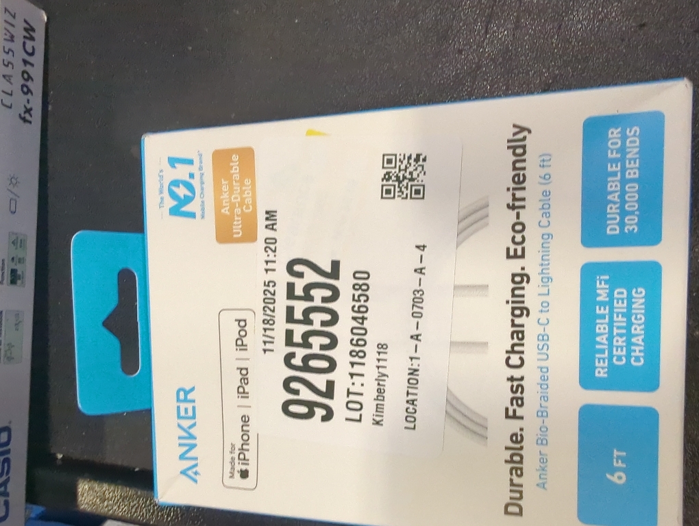 Anker 6' Bio-Braided Lightning to USB-C ECO Friendly Fast Charging Cable - White