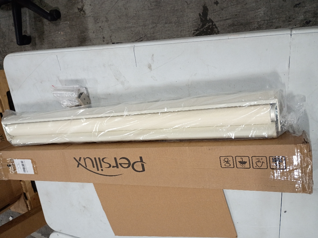 Persilux Cordless Zebra Blinds for Windows with Jacquard Pattern Roller Shades Light Filtering Sheer Window Shades for Home, Office and Door (34 W x 72 H, White)