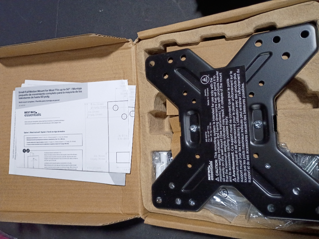 Best Buy Essentials™ - Full Motion TV Wall Mount for Most 19–50 TVs - Black