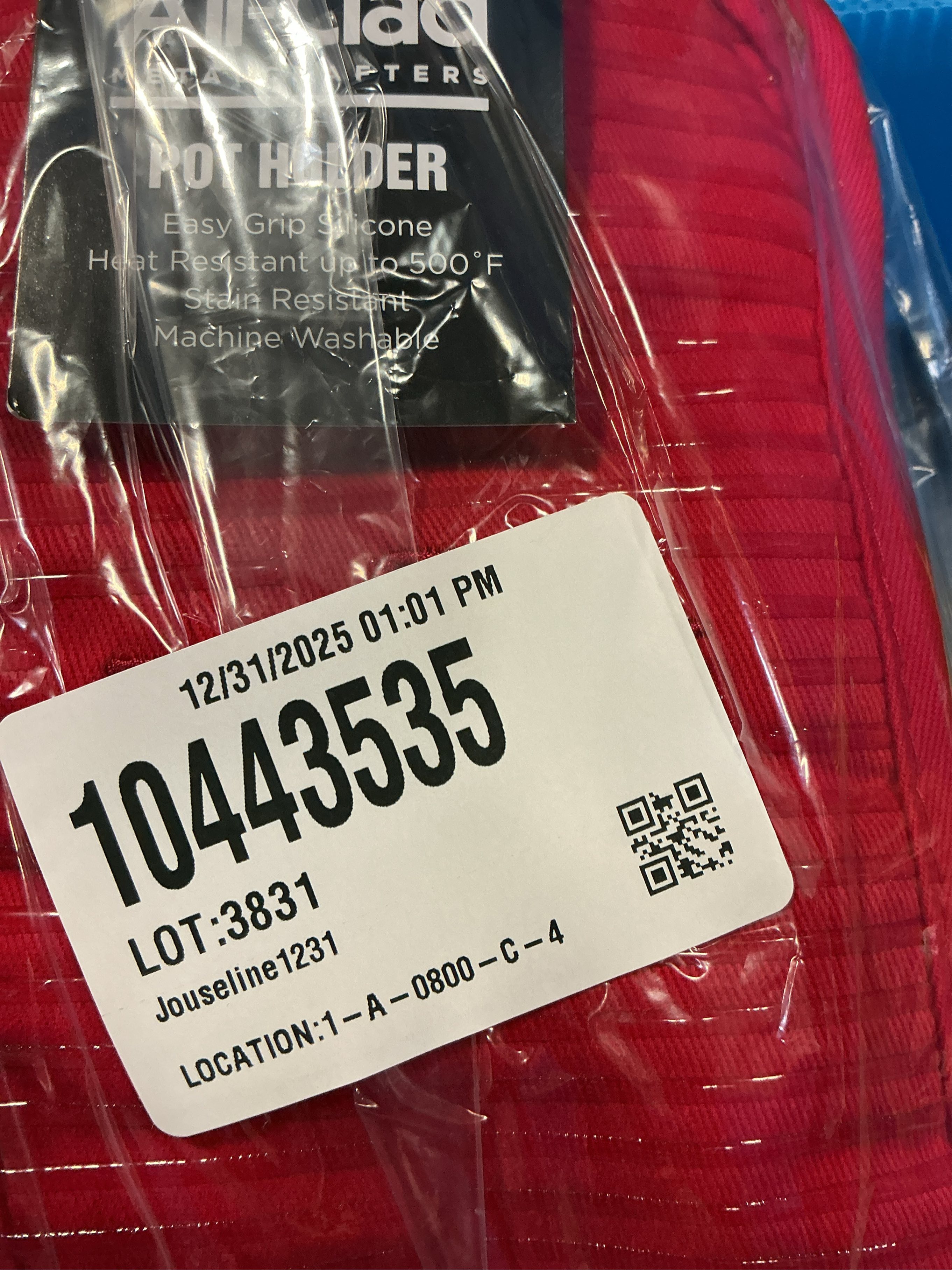 All-Clad Premium Pot Holder & Heating Pad, (2-Pack) Heat Resistant to 500 Degrees, 100% Cotton 10x6.25 for Kitchen and Barbeque, Chili Red