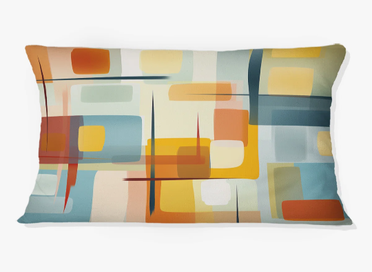 Midcentury Minimal Abstract Geometric Art II - Abstract Midcentury Printed Throw Pillow
