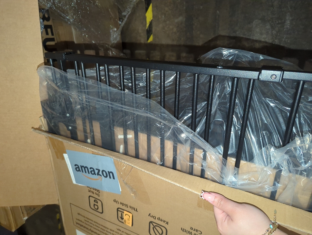 Cumbor 34 Extra Tall No Bottom Bar Baby Gate for Stairs, Wall Mounted Dog Gate Indoor for Larger Pets, Expandable 29.2-43 Safety Gate for Doorways, Wide Walk Thru Door for Easy Access (Black)