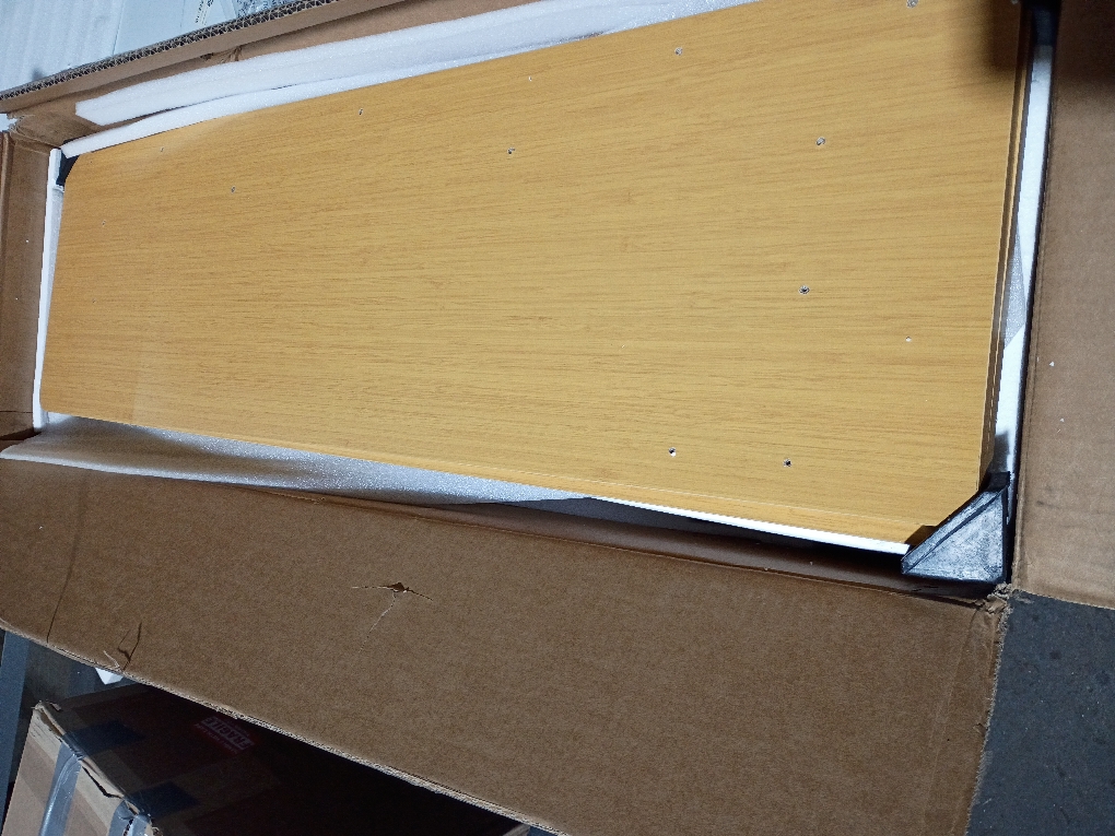 WONDER COMFORT . Electric Oak Adjustable Height Rising Standing Desk with Splice Board, 2 Hook and Wire Hole