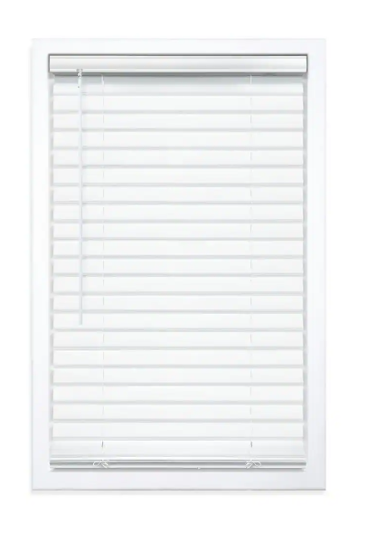 White Cordless Room Darkening Vinyl Blinds with 2 in. Slats