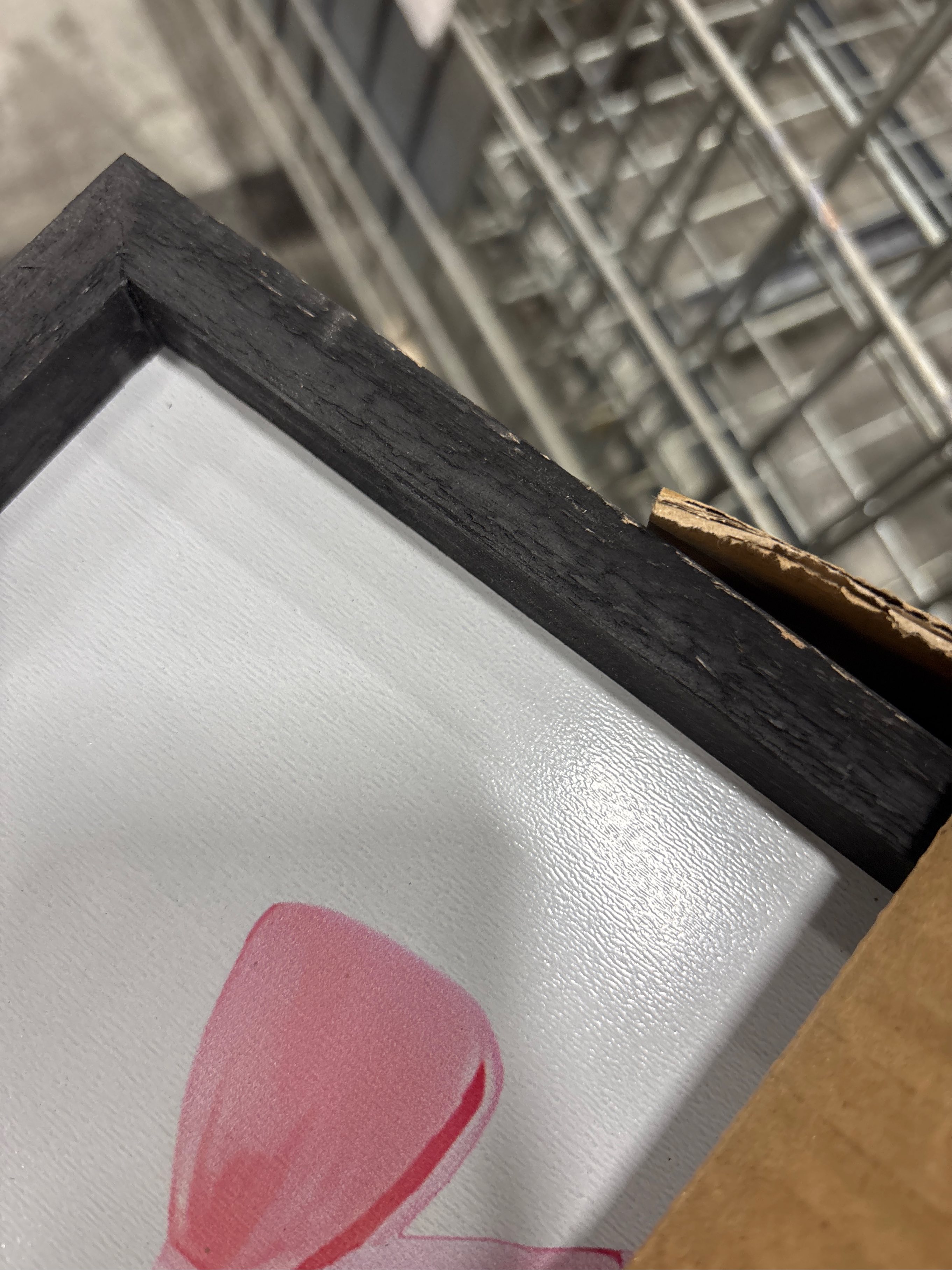 flowtorely Set Of 3 Trendy Pink Bows Poster Wall Art 24x16 Inch Girly Preppy Room Watercolor Aesthetic Wood Frame Sign For College Apartment Cherry Heart Poker Prints Girls Bedroom Hang Decor (Black) - frames with scratches