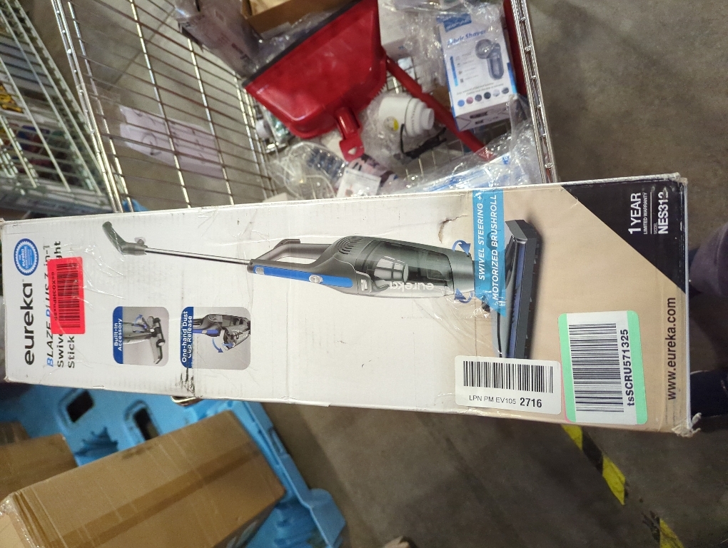 Eureka Corded Stick Vacuum Cleaner for Home Pet Hair, Lightweight Stick Vacuum Cleaner with Powerful Suction for Carpet Tile and Hard Floor, Blue, 3-in-1 Handheld Vac NES312