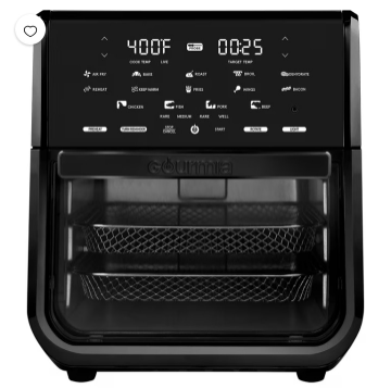 Gourmia All-in-One 14-Quart Air Fryer, Oven, Rotisserie, Dehydrator with Temperature Probe, Black