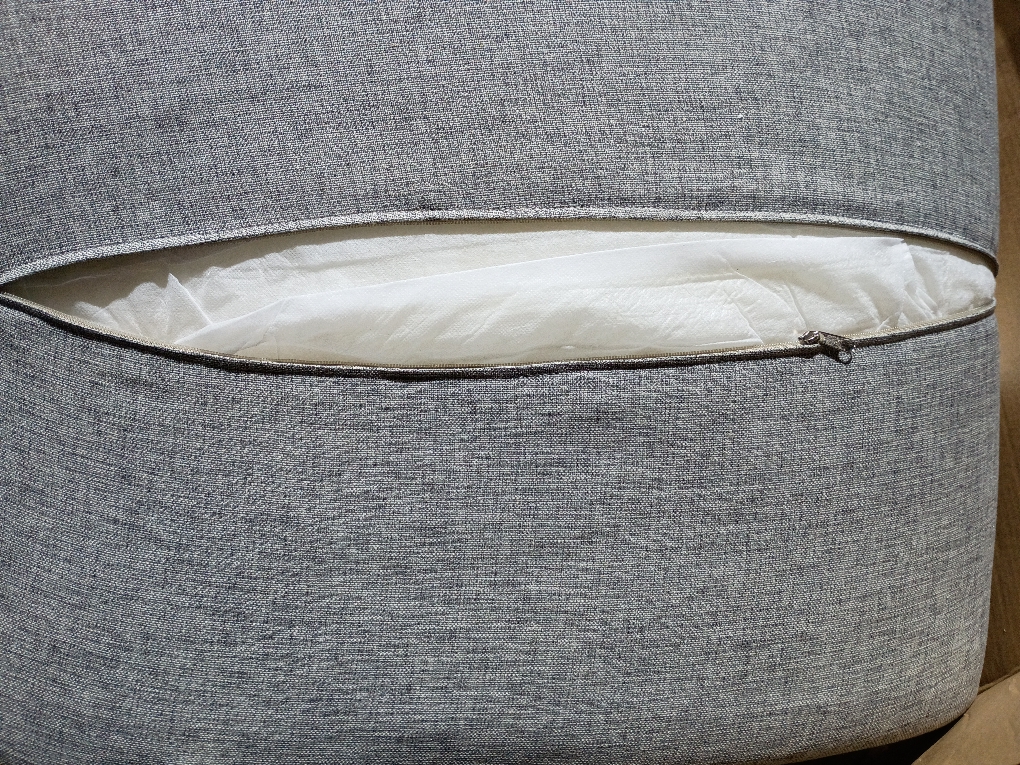 Capri White Cast Aluminum Outdoor Chaise Lounge with Gray Cushion  ( zipper is damage and one part is cracked)
