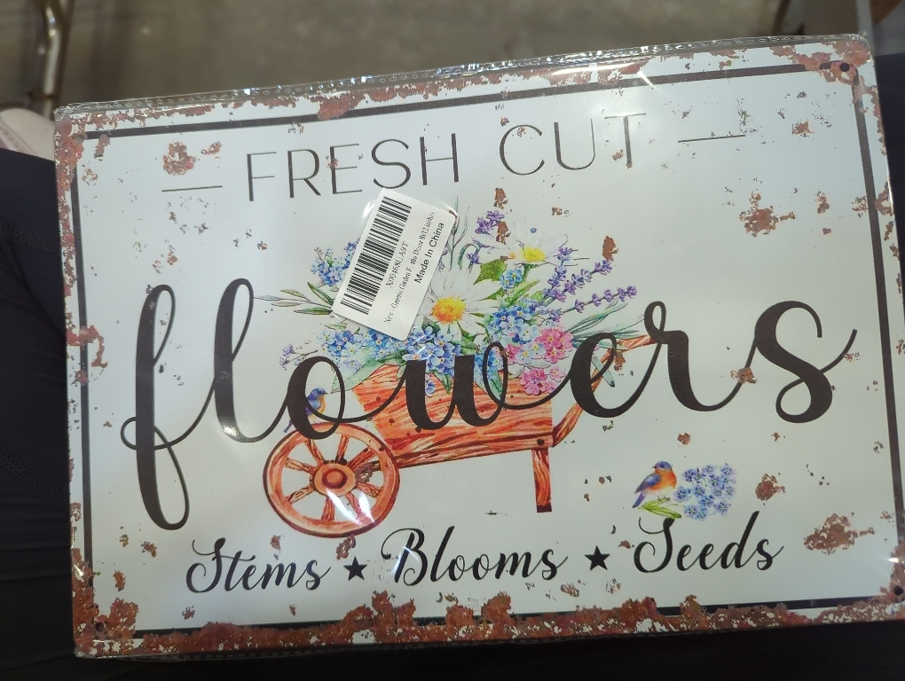 Garden Flowers Market Tin Signs Vintage Fresh Flower Sign Stems Blooms Seeds Retro Farmhouse Porch Patio Decor 6x8 Inches