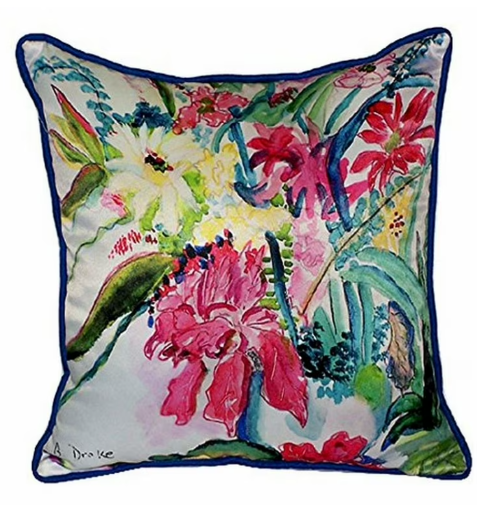 Betsy Drake Interiors Multi Florals Zippered Pillow