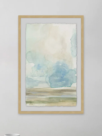 'Clouds over the Marsh II' Framed Watercolor Painting Print