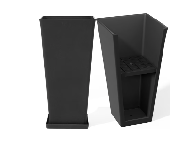LA JOLIE MUSE Large Tall Black Planters Set of 2, Indoor/Outdoor Rectangular Large V Shaped Taper Planters for Front Door