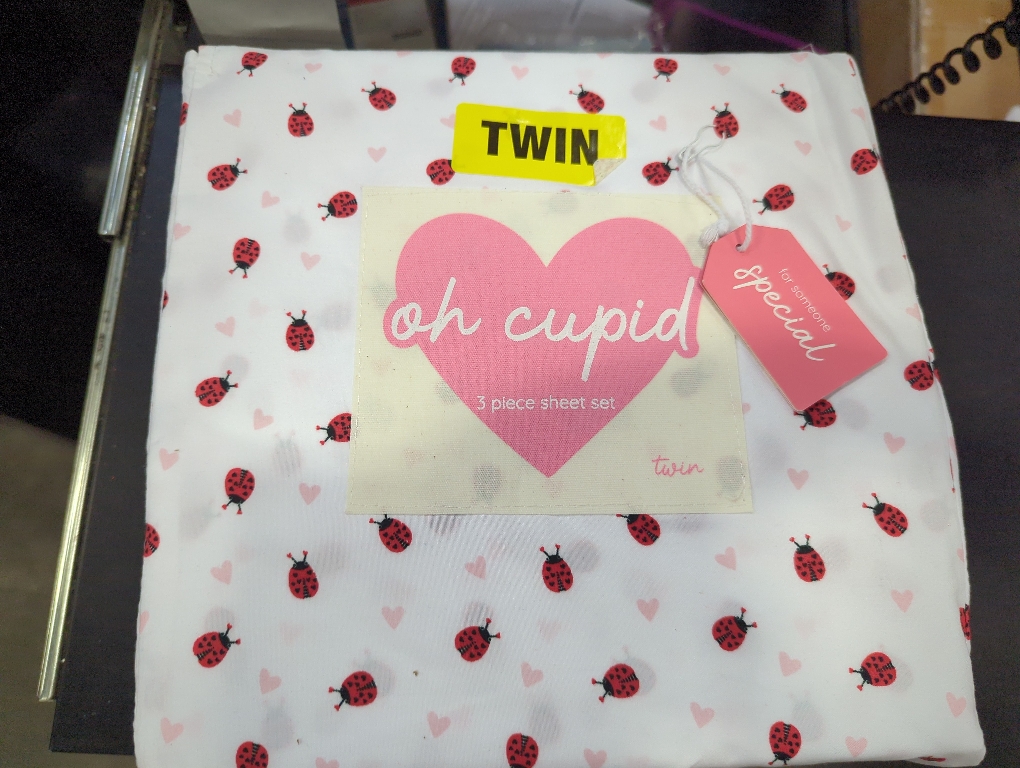 Oh Cupid Twin 3pc Sheet Set Ladybug Pattern