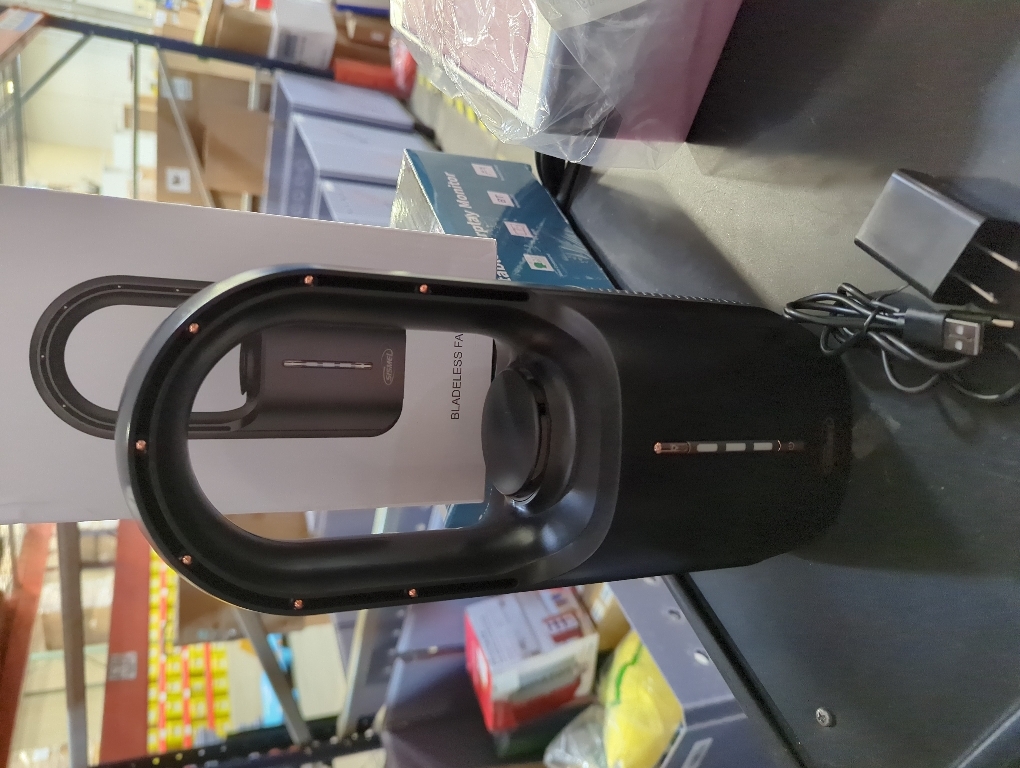 Inmorven Bladeless Desk Fan, Small Desktop Fans for Office Quiet Plug In, Mini Table Fan for Bedroom, Portable Air Circulator with USB Charging, 11.8 Inch