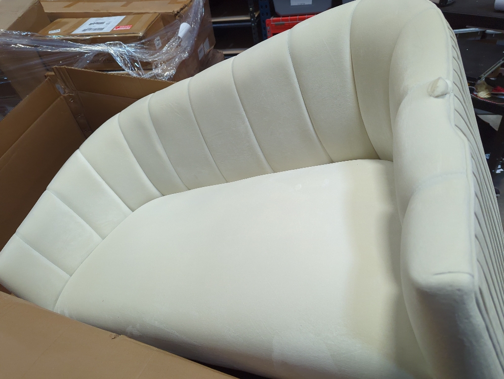 Beige Loveseat With Gold Legs