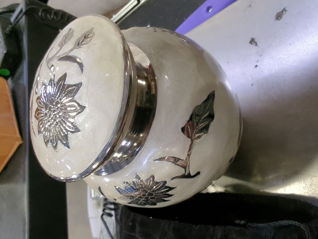 eSplanade Cremation Urn Memorial Container Jar Pot | Metal Burial Urns | Keepsake for Ashes | Brass - White - 6 Inches (Medium)