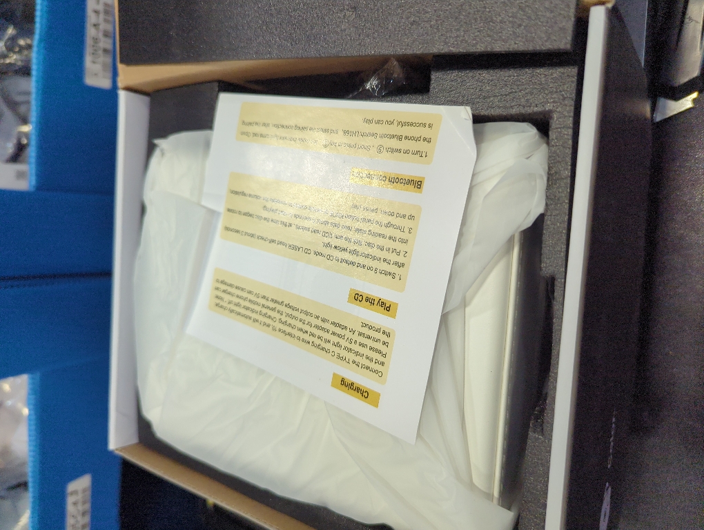 Rechargeable Leather CD Player with Speakers, Bluetooth Transmitter, Festival Gift, BGM Player for Home Decor., white