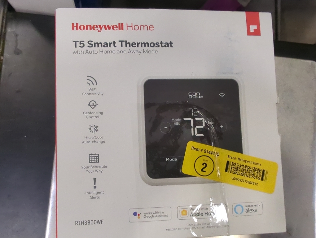 Honeywell Home RTH8800WF2022, T5 WiFi Smart Thermostat, 7 Day-Programmable Touchscreen, Alexa Ready, Geofencing Technology, Energy Star, C-Wire Required