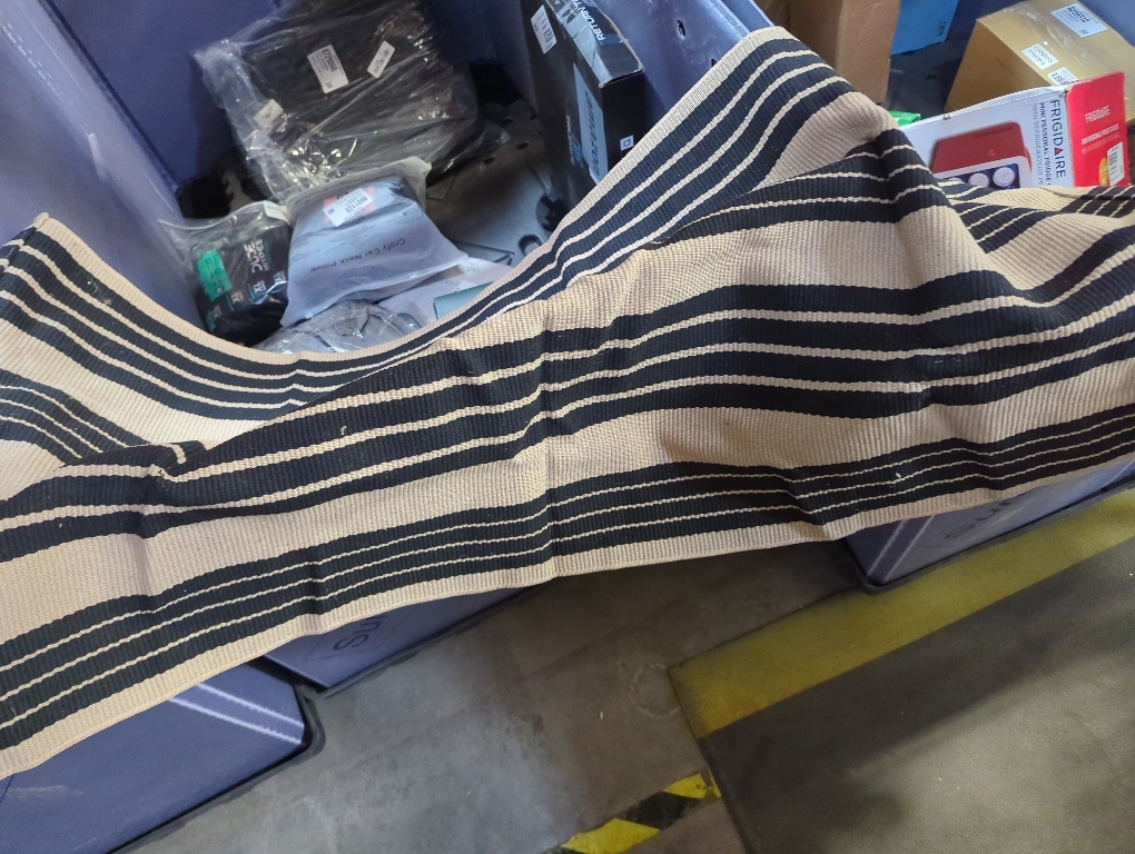 KIMODE Fall Front Door Mat 24x51, Black and Khaki Striped Layered Door Mat Outdoor, Washable Farmhouse Front Porch Rug Halloween Thanksgiving Decorations, Cotton Hand Woven Entryway Rug