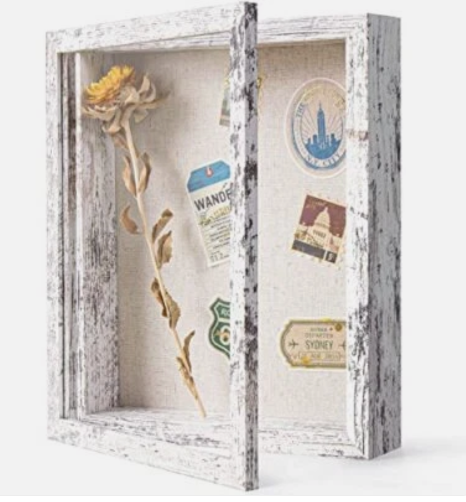 Shadow Box Frame with Linen Back Rustic White