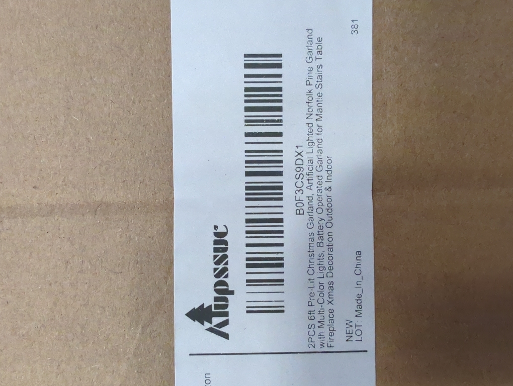 6ft Pre-Lit Christmas Garland, Artificial Lighted Norfolk Pine Garland with Multi-Color Lights, Battery Operated Garland for Mantle Stairs Table Fireplace Xmas Decoration Outdoor & Indoor