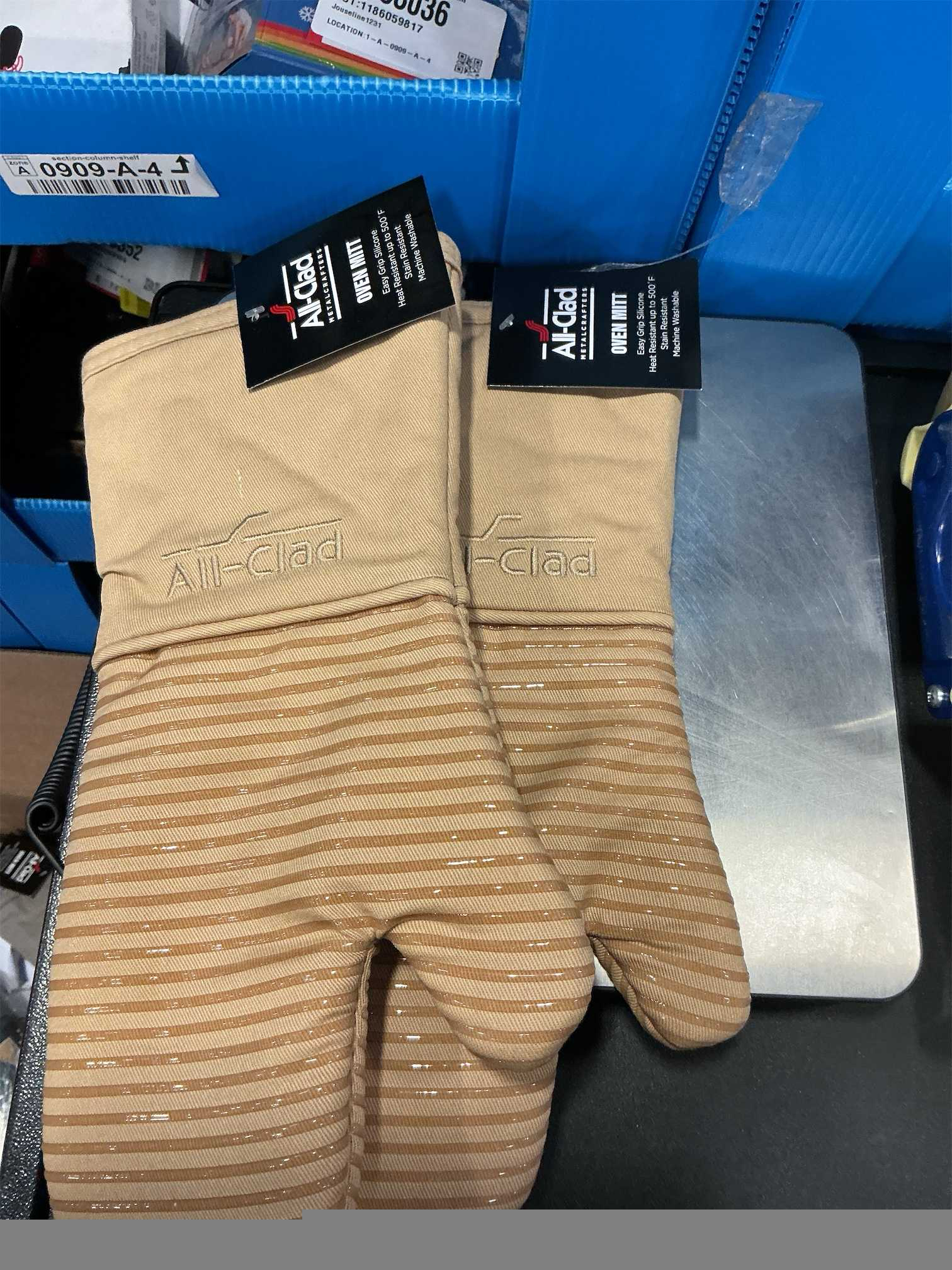 All-Clad Silicone Oven Mitts: Heat Resistant up to 500 Degrees - 100% Cotton & Silicone, 14x7 Oven Mitt for Kitchen and Barbeque, 2-Pack, Cappuccino