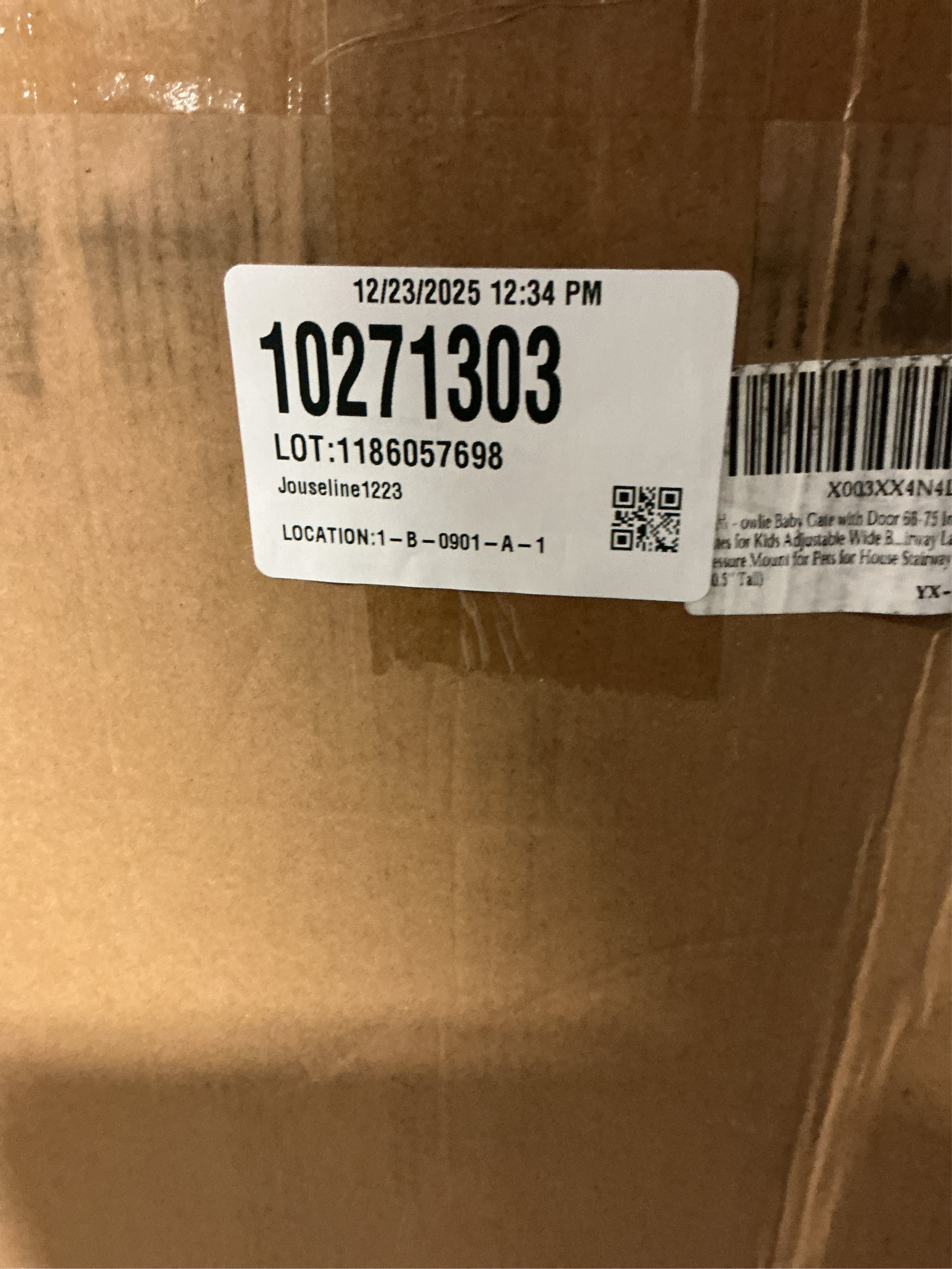 Owlie Baby Gate with Door 66-75 Inch, Extra Wide Stair Gates for Kids Adjustable Wide Dog Pet Gate Stairway Large Baby Gates Pressure Mount for Pets for House Stairway Doorway Black (30.5'' Tall)