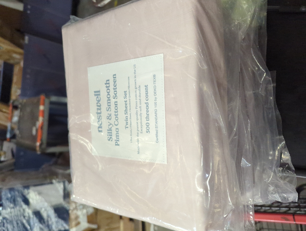 Nestwell Pima Cotton Sateen 500-Thread-Count Twin Sheet Set in Silver Peony