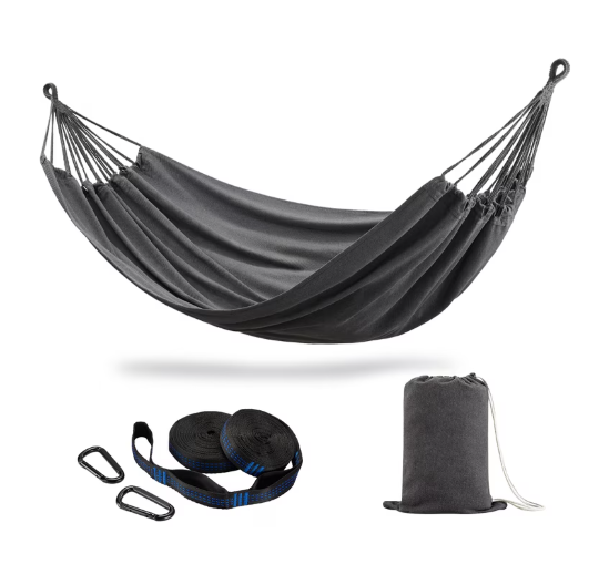 CHULIM Brazilian-Style 2-Person Hammock with Tree Straps Dark Gray