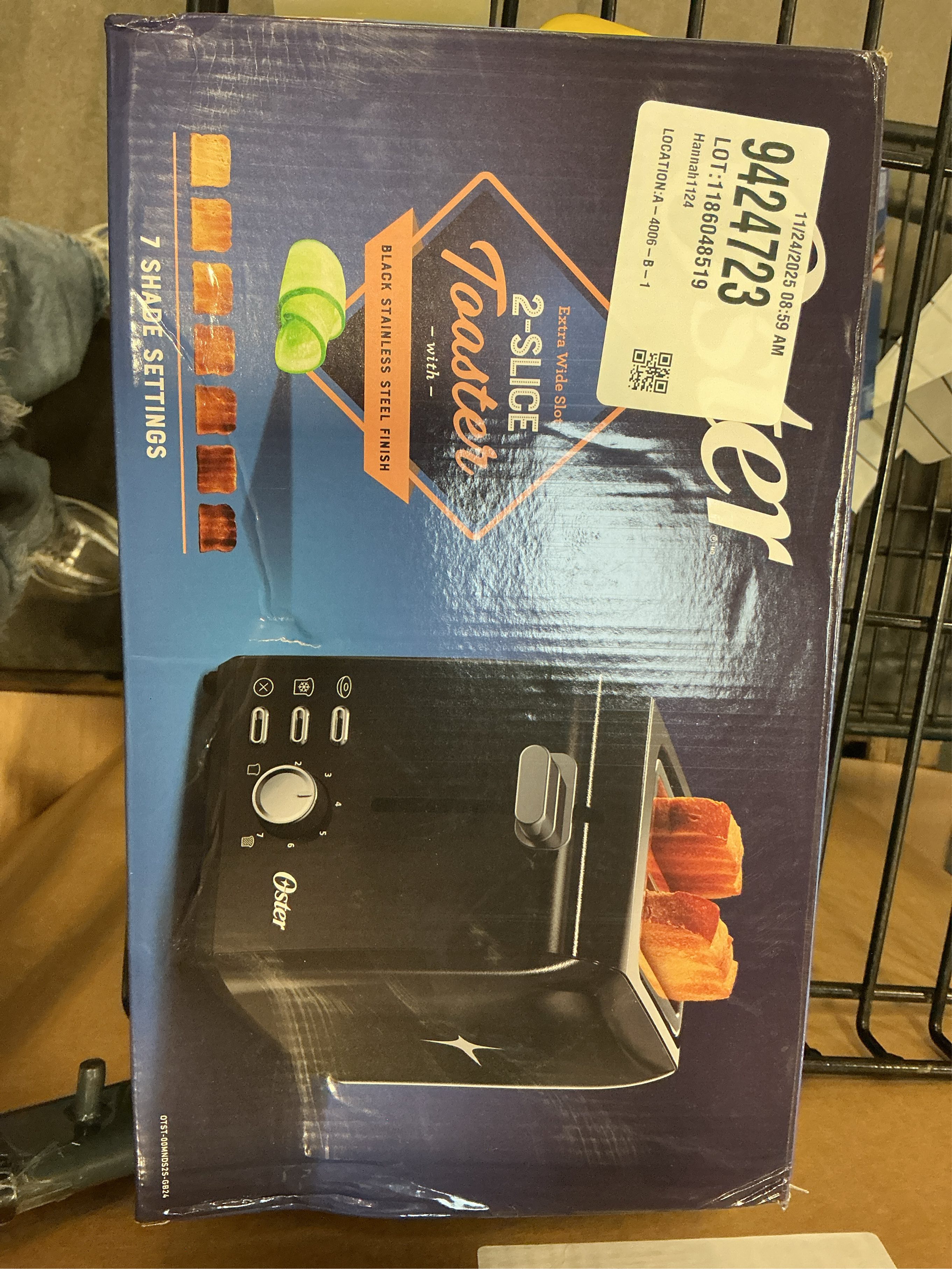 BLACK Oster 2-Slice Toaster with Extra Wide Slots, Bagel Toaster,