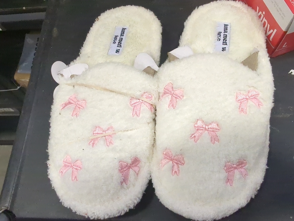 Size S 5-6 Color White Bow Slippers Coquette Pink Slippers Memory Foam Cute Plush Fluffy Warm Fur slippers