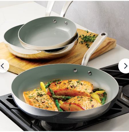 Tramontina 3-Piece Stainless Steel Ceramic Fry Pans Blue and Silver